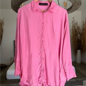 NWT Revolve Lioness Vibrant Pink Button-Down Shirt